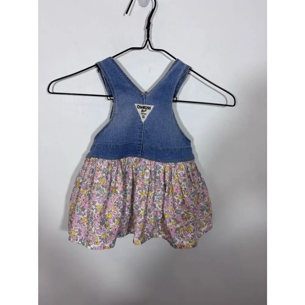 OshKosh B’gosh denim floral overall dress girls baby 12 months